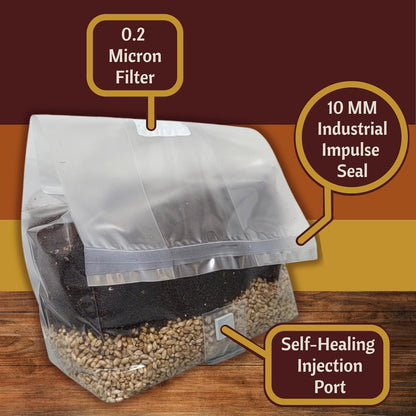 5 lb Mushroom Grow Bag – Sterilized All-in-One Bag with Injection Port – Organic Rye and CVG