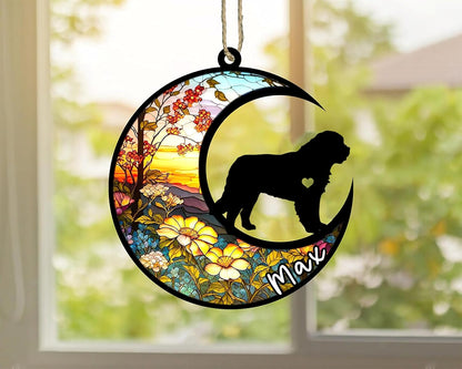 Personalized Dog Memorial, Custom Name Saint Bernard Dog Christmas Ornament with Name, Custom Breeds, Pet Loss Light Catcher, Gifts for Lovers Loss of Pet Sympathy on Mothers Day Christmas
