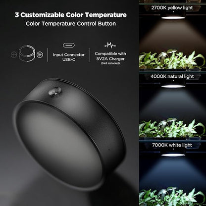 ONF Mist O Shelf Magnetic Light, Colorfull LED for Indoor Plant Growth-Promoting, Adaptable TypeC Port for Room Decor, Brightness Dimmable Terrarium Light for Potted Plant & Succulent, Matt Black