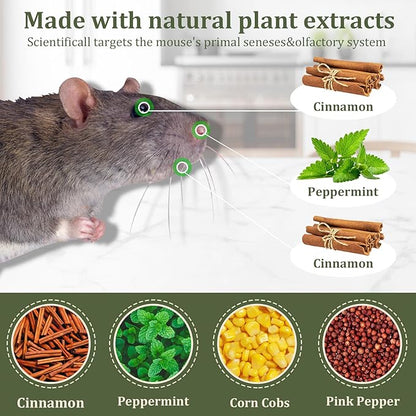 Mouse Repellent Outdoor, 10 Pack Peppermint Oil Mouse and Squirrel Deterrent for Indoor Attic Garage, Safe for Pets & Family, Natural Repellent to Keep Rodents Away from Garden and Home