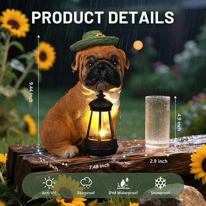 Garden Dog Statues Outdoor Decor, Solar Lights Outdoor Solar Lantern Statue Figurine Garden Decorations Solar Dog Ornaments for Patio, Lawn, Yard Art Decoration, Housewarming Gifts