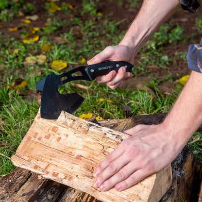 WORKPRO Axe and Fixed Blade Knife Combo Set, Full Tang, Wood Handle, for Outdoor Camping Survival Hunting, Sheath Included