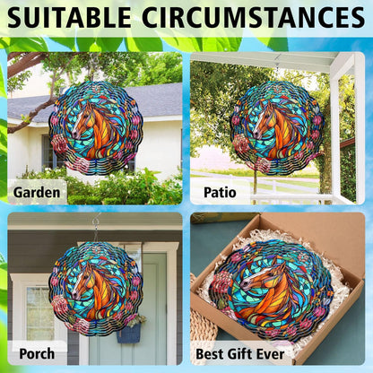 Horse Yard and Garden Wind Spinner, Unique 3D Hanging Horse Wind Spinner