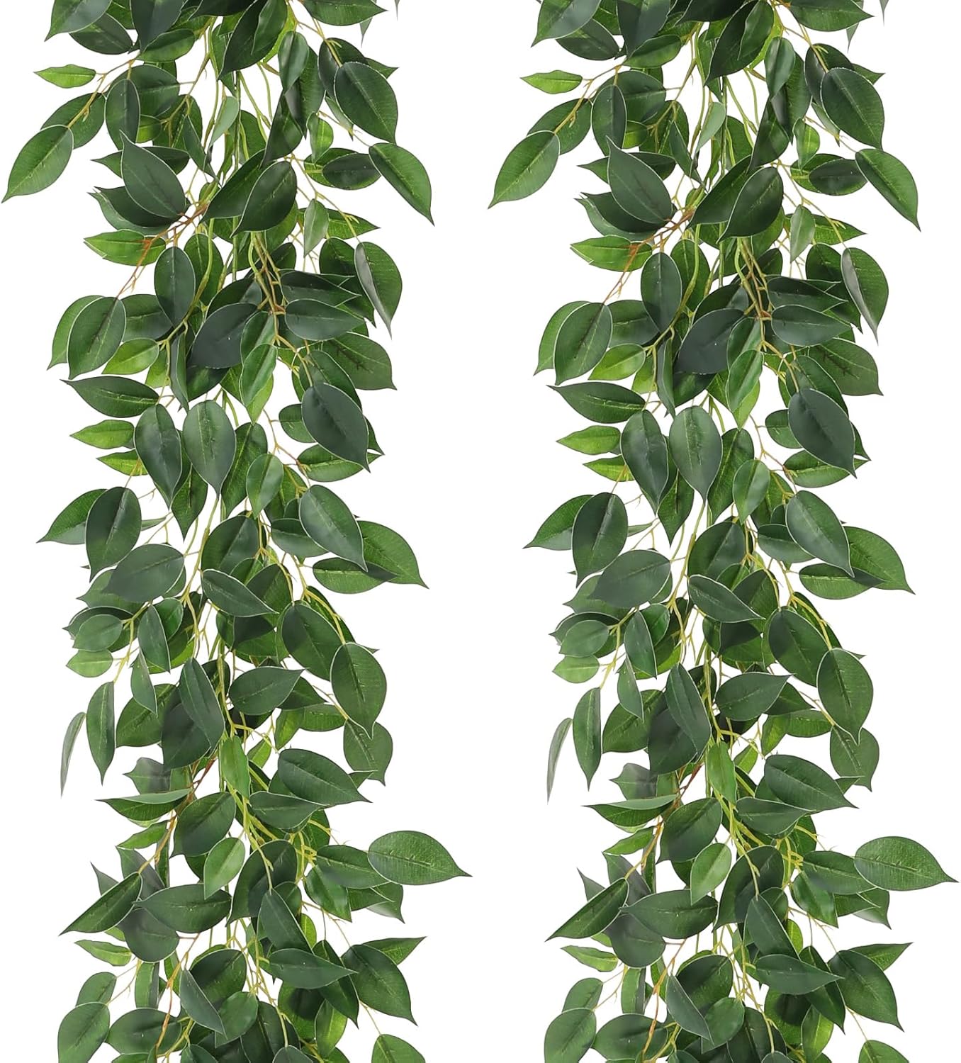 2 Strands Artificial Ficus Vines 79'' Fake Ivy Garland Greenery with Silk Green Leaves Faux Hanging Plants for Bedroom Home Wall Wedding Arch Party Room Decor