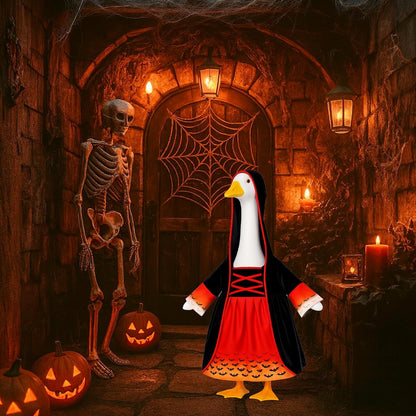 Halloween Goose Outfit Witch Lawn Porch Goose Clothes Fall Halloween Geese Costume for 23" Geese Outdoor Patio Yard Lawn Decoration