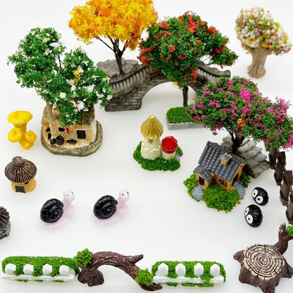 Cayway 83 PCS Fairy Garden Accessories Outdoor, Mixed Model Trees for DIY Craft Garden Decoration, SB-S571