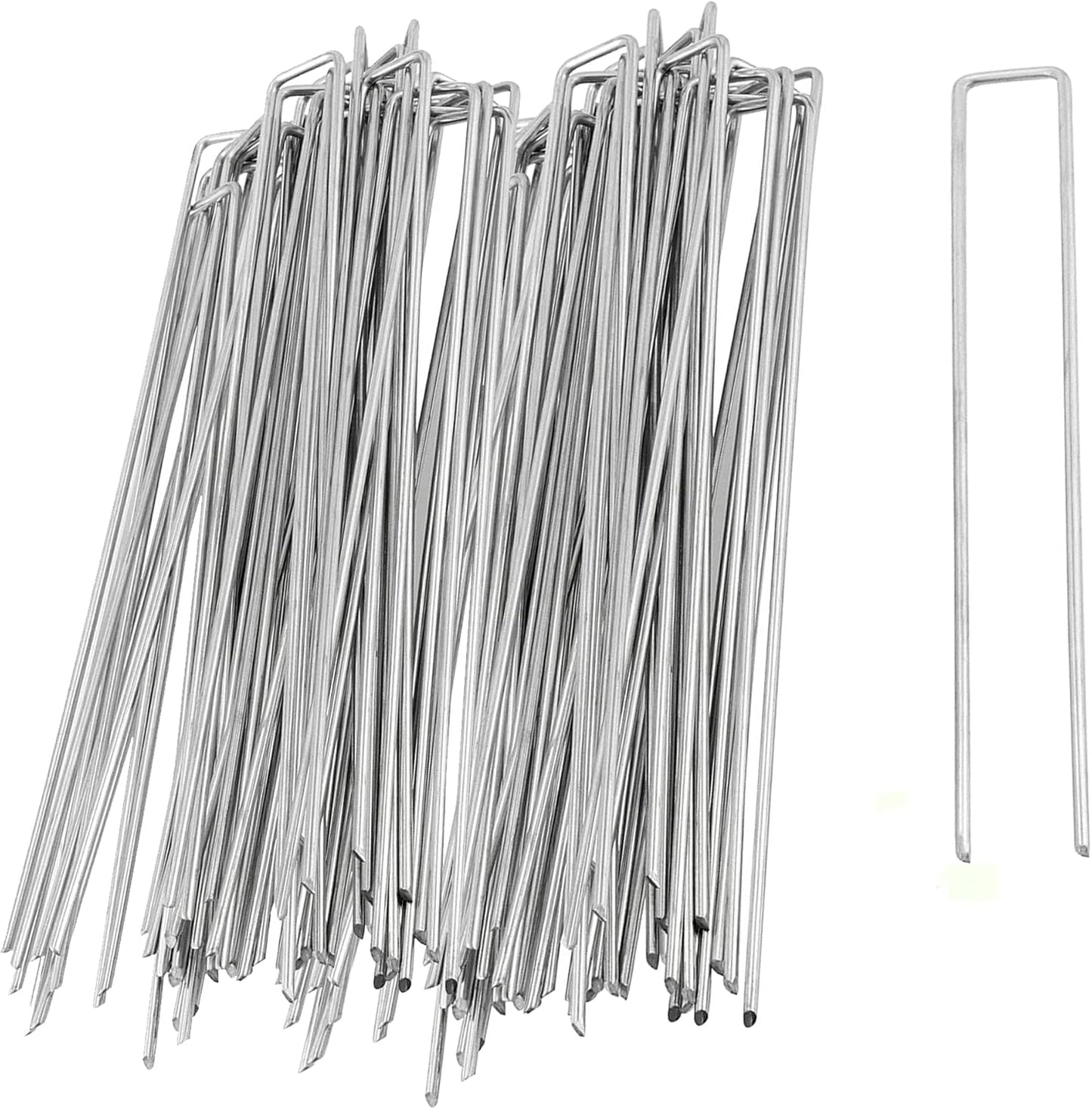 50 PCS 12 Inch 8 Gauge Garden Landscape Staples, Galvanized U-Shaped Landscape Pins, Garden Securing Stakes for Anchoring Landscape Fabric Irrigation Tubing Dog Fencing Weed Barrier Fabric