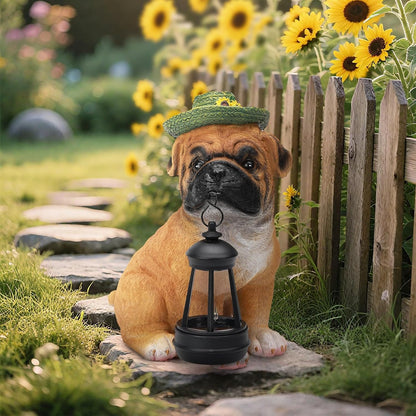 Garden Dog Statues Outdoor Decor, Solar Lights Outdoor Solar Lantern Statue Figurine Garden Decorations Solar Dog Ornaments for Patio, Lawn, Yard Art Decoration, Housewarming Gifts