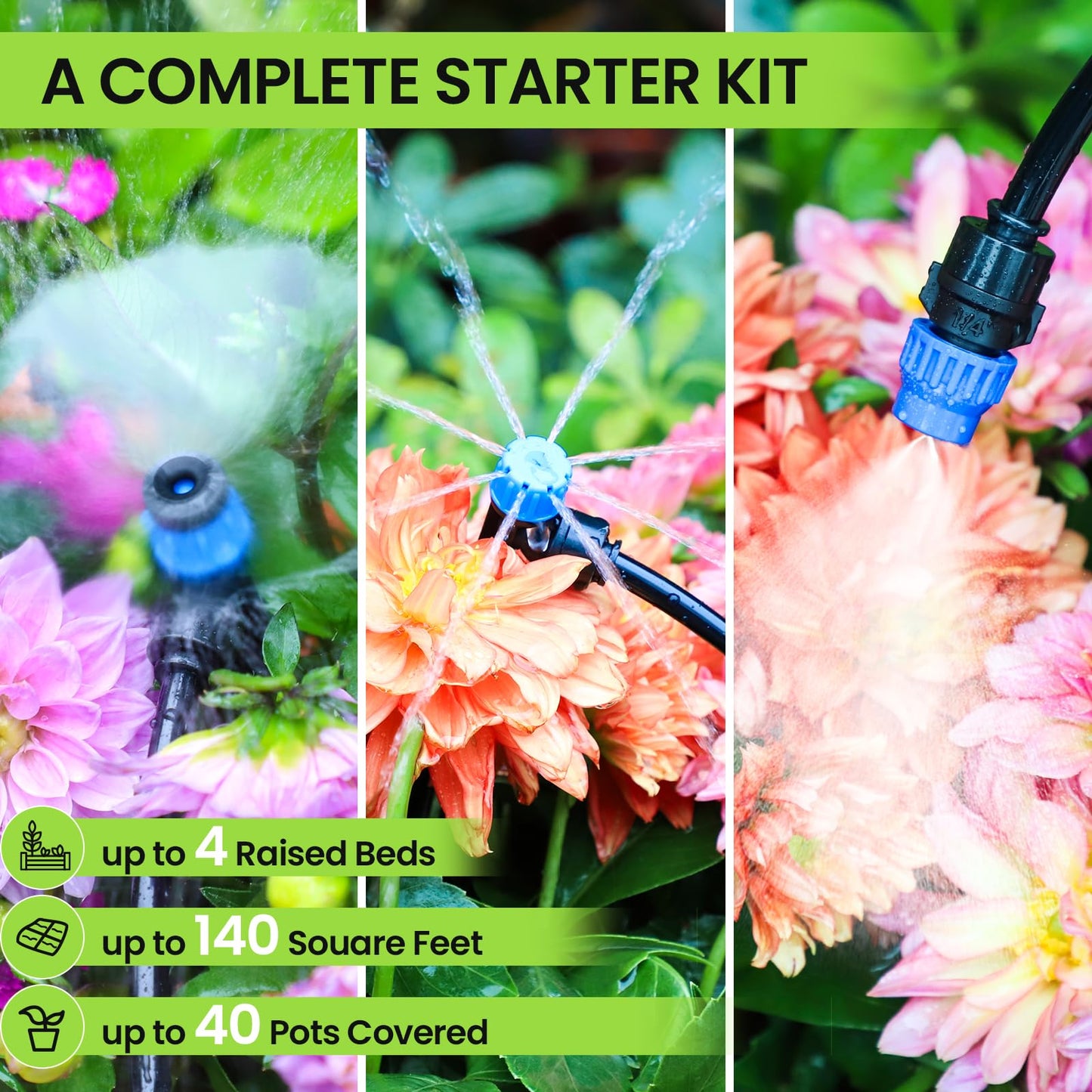 Bonviee Drip Irrigation System Kit for Garden Watering, 230FT Quick Connect