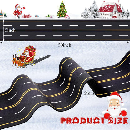 Marspark Christmas Village Accessories 5 x 50 Inch Christmas Miniature Road Village Street Mat Xmas Snow Street Decorations for Little Landscape(Road Style)