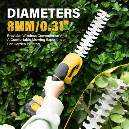 Cordless Hedge Trimmer, 2 in 1 Handheld Electric Grass Shear, 20V Power Tool for Efficient Yard Maintenance Lightweight, Trimming Hedges and Bushes with Charger and Battery