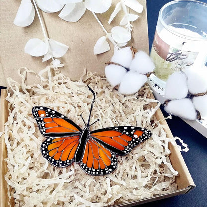 A-Blue 2024 New Handmade Stained Glass Butterfly Suncatcher, Sun Catcher Hanging for Car, Butterfly Decorations and Gifts for Women