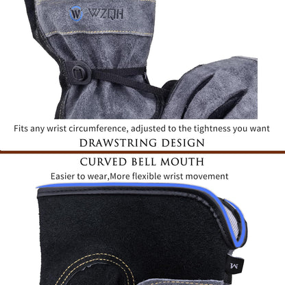Leather Work Gloves for Men or Women. X-Large Glove for Gardening, Tig/Mig Welding, Construction, Chainsaw, Farm, Ranch, etc. Cowhide, Cotton Lined, Utility, Firm Grip, Durable. Grey-Black XL