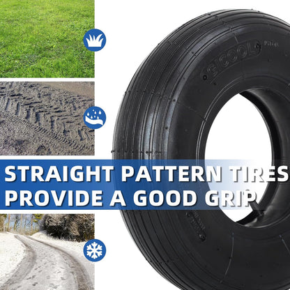 4.00-6 Replacement Tire and Inner Tube Set, 2 Pack, 13" Heavy Duty Tire and Wheel, TR-13 Straight Valve Stem, for wheelbarrow Trolley Dolly Garden Wagon Wheel Replacement