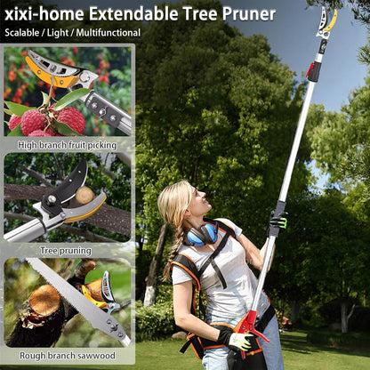 xixi-home Cut and Hold Pruners 4.2-7.2 Ft Long Reach Pole Saw Pruning Shears and Hold Bypass Pruner Extendable Tree Trimmer with Dedicated Serrations Telescoping Fruit Picker