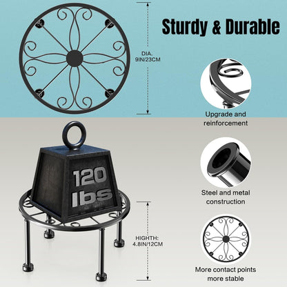 Garden Gifts Plant Lovers Gifts 3 Packs Black Metal Plant Stand with Anti-Slip Base Rustproof Heavy Duty Decorative Round Flower Stand Display Shelf for Indoor/Outdoor