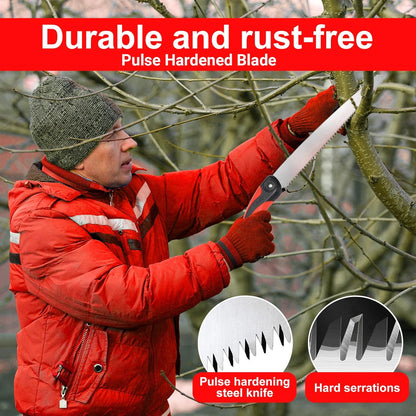 Pruning Saw with Scabbard Japanese Fixed Straight Hand Saw, Portable Tree Limb Cutter 11 Inch Blade Garden Pruner tool for Camping, Dry Wood and Fruit Trees