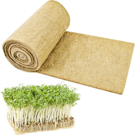 1Roll 10" X 79" Microgreen Grow Mat Natural Fiber Grow Mats Microgreens Grow Kit Hydroponic Pads Indoor Organic Production for Microgreen Starter Tray Wheatgrass Sprouts