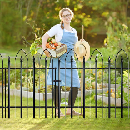 Garden Fence 32 inch H x 24 inch W, 5 Panels (4 Panels+1 Gate,Total 10 feet) Metal Decorative Border Folding Fence, Landscape Fencing for Dog Flower Bed, Yard, Animal Barrier