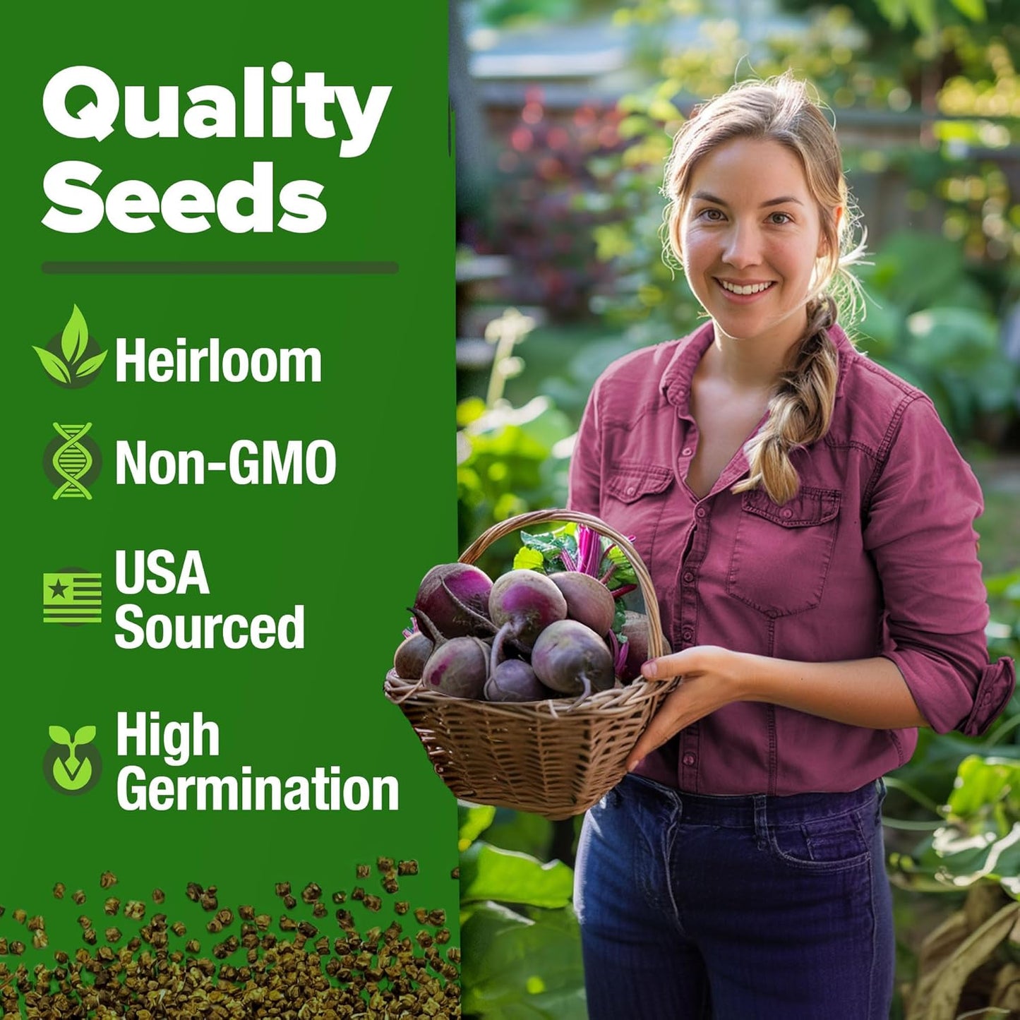HOME GROWN Detroit Dark Red Beet Seeds 2 Pack(Beta vulgaris) 1000+𝗡𝗢𝗡-𝗚𝗠𝗢 𝗨𝗦𝗔 Heirloom Seeds with High Germination – Sweet,Nutrient-Rich Beets for Easy Planting in Garden Beds or Containers