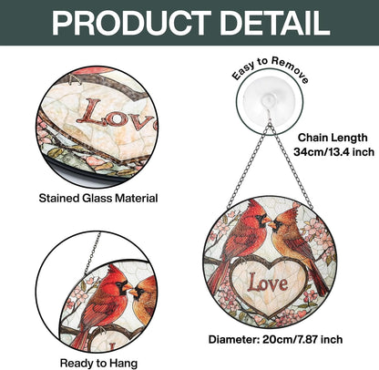 Cardinal Suncatcher Stained Glass Window Hanging Decor, for Couples, Birthday for Women Bird Lovers, Cardinals Memorial Gifts for Loss of Loved One Remembrance Gifts