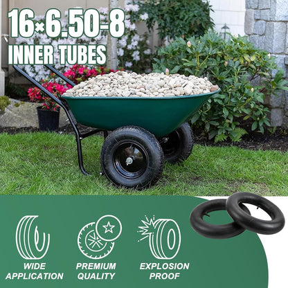 16x6.50-8 Inner Tube 16x7.50-8 Heavy Duty Replacement Tire Tubes with Straight Valve Stem for Mowers, Golf Cart, Tractor, Garden Trailer - 2 Pack
