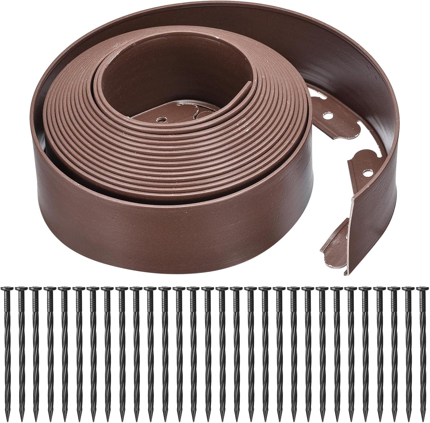 uxcell Landscape Edging, 1Pcs 33FT x 4" - No Dig Garden Edging Kit with 30 Stakes, Landscape Edging Border for Garden Lawn Flower Bed Yard Grass (Coffee)
