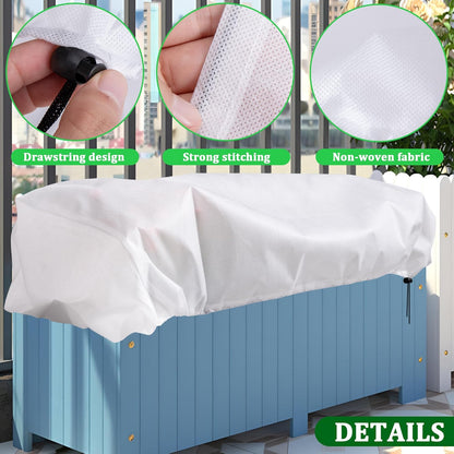 DECOHS 3 Pc Rectangular Winter Plant Freeze Protection- 59" x 17.7" x 15.7" Balcony Plant Box Cover- Planter Frost Covers Bags Wraps Blanket
