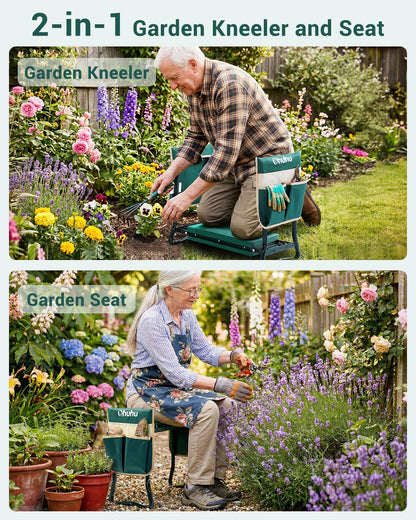 Ohuhu Garden Kneeler and Seat Heavy Duty, Upgraded Gardening Stool with Thicker Wider EVA Foam