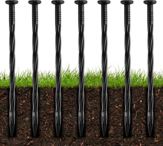 50Pcs 8-Inch Plastic Landscape Edging Spikes, Spiral Anchoring Nails for Weed Barrier, Paver Edging, Landscape Edging, Artificial Turf, Grass Pathways, and More