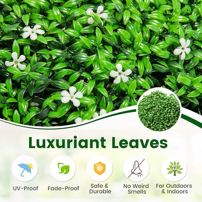 Goplus 2 PCS 19.5 Inch Artificial Plant Topiary Ball, Round Holly Faux Boxwood Balls Outdoor with White Flowers, Garden Spheres Decorative for Front Door, Porch, Backyard, Balcony, Patio, Wedding