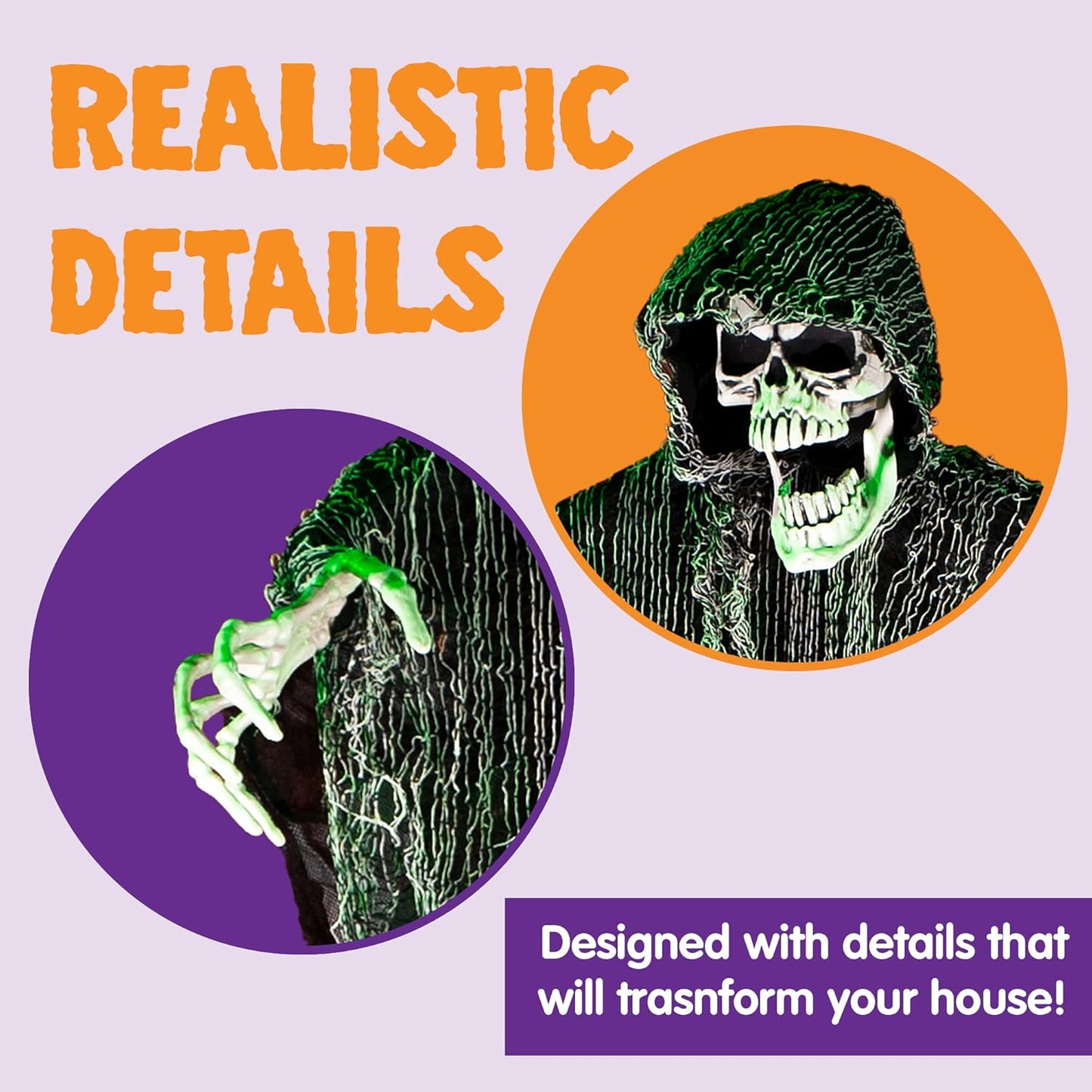 JOYIN Halloween Hanging Grim Reapers (3 Pack), One 47” and Two 35” Grim Reapers, Halloween Skeleton Flying Ghost for Haunted House Prop Décor, Outdoor Indoor Decor