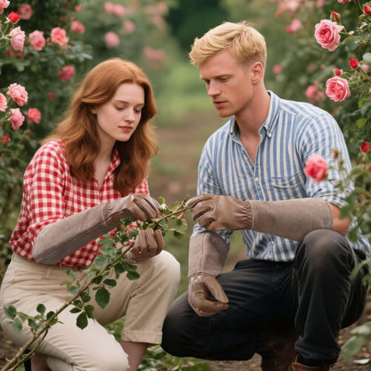 Rose Pruning Gloves Thorn Resistant, Embroidery Gardening Gloves with Extra Long Forearm Protection