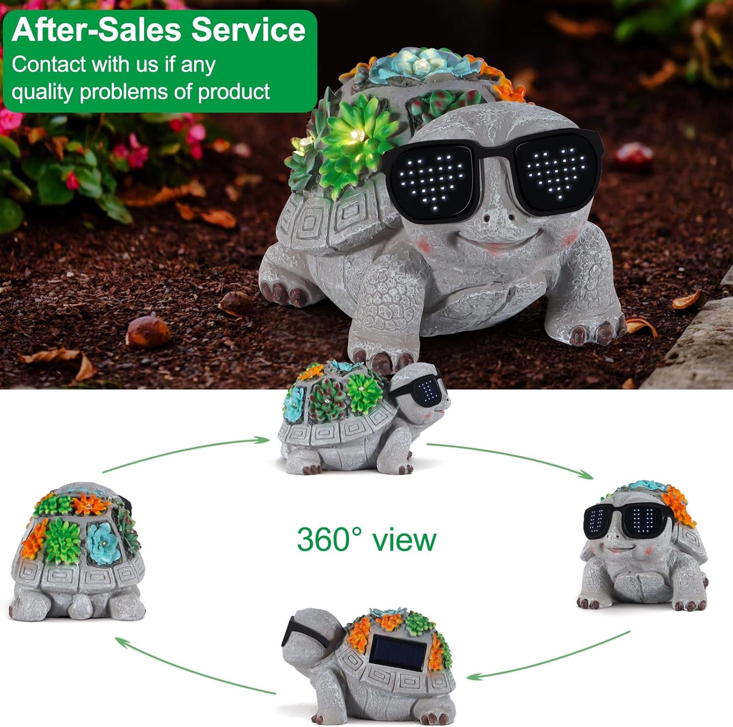 Solar Garden Statues Turtle with Succulent and LED Lights Birthday Gifts for Women Mom Grandma Solar Outdoor Decor for Patio Backyard Yard Lawn Decoration-Unique Housewarming Gifts