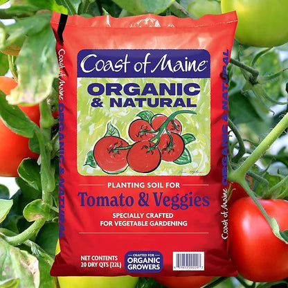 Coast of Maine Tomatoes and Veggies, 20qt (Pack of 4) Organic and Natural Planting Soil, Crafted for Vegetable Gardens and Organic Growers