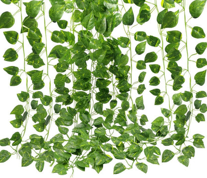 Unilove 168 feet Fake Foliage Garland Leaves Decoration Artificial Greenery Ivy Vine Plants for Home Decor Indoor Outdoors (Artificial Scindapsus Leaves)