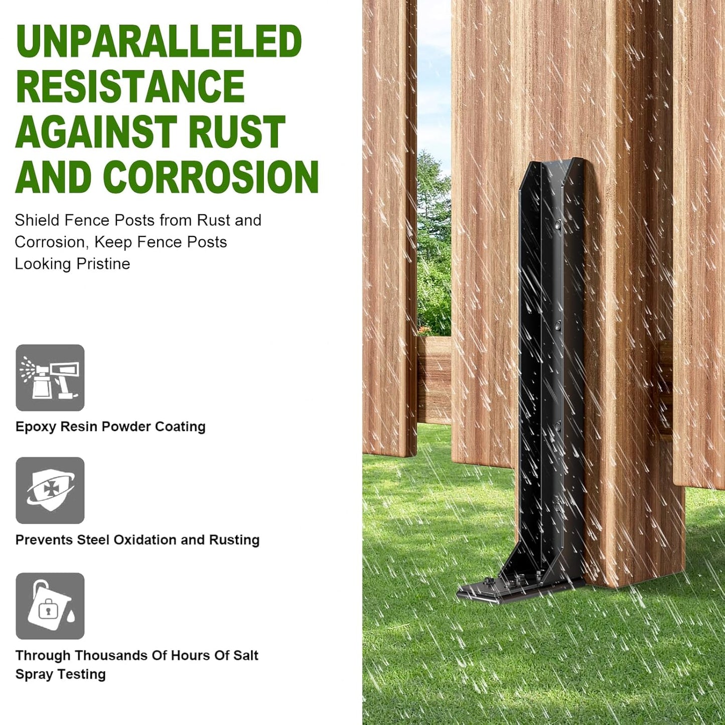 Fence Post Repair Kit，Heavy Duty Steel Fence Post Anchor Ground Spike ，Quick Fix Broken/Leaning Wood Posts with，and Fixed Fence Posts（8-Pack）