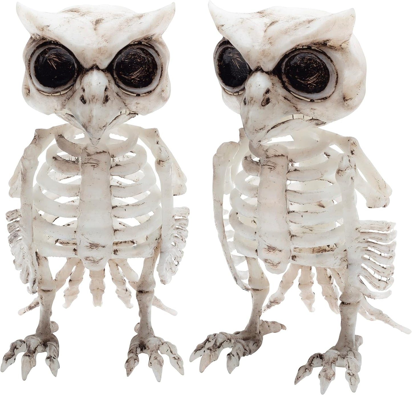 SCS Direct Owl Skeleton Halloween Decoration (2 Pack) - 6.5" Long - Weather Resistant for