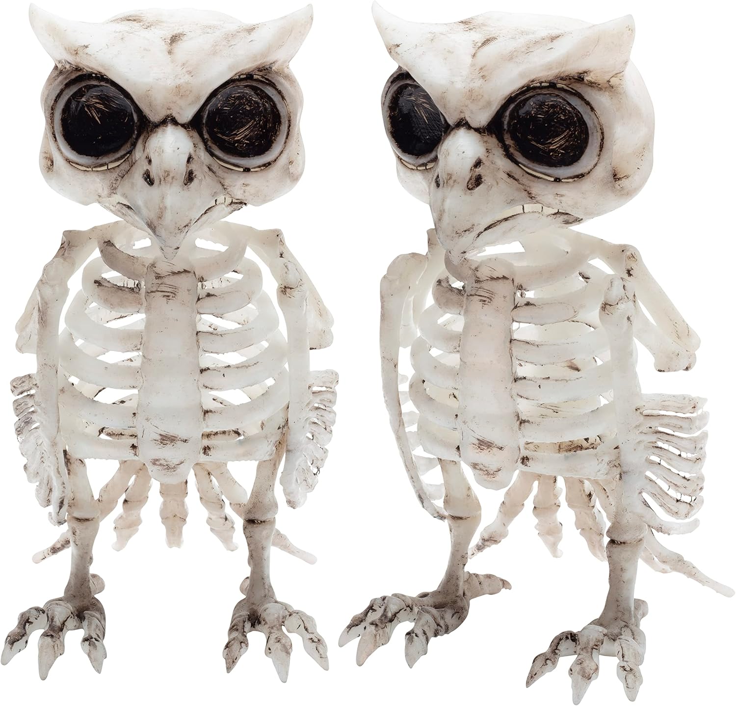 SCS Direct Owl Skeleton Halloween Decoration (2 Pack) - 6.5" Long - Weather Resistant for