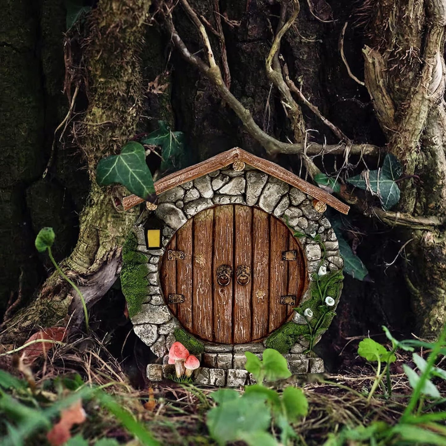 Mini Fairy Garden Door for Tree, Miniature Fairy Door for Fairytale Tiny House Doors, Bonsai Terrarium Micro Landscape Decoration Accessories, Outdoor Statues, Garden Sculptures and Statues (Pendant)