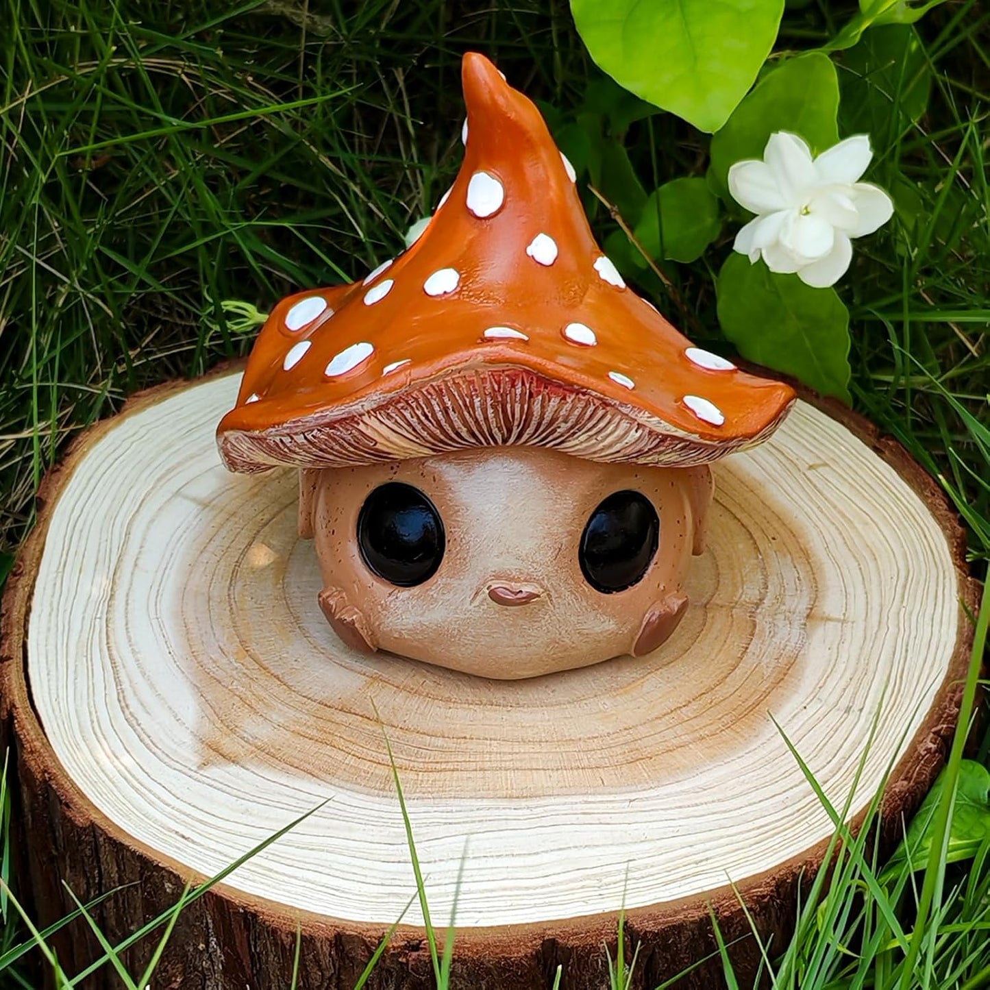 Whimsical Mushroom Garden Statue, Garden Mushrooms Outdoor Decor Gnome Garden Decor Fairy Garden Accessories for Yard, Patio, Home Desk, Backyard, Lawn Ornament Birthday Gift for Women and Men