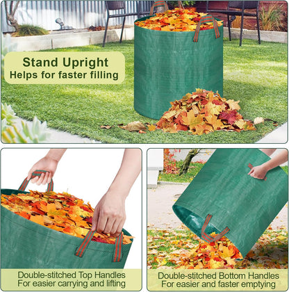 Remiawy Reusable Yard Waste Bags, 3 Packs 72 Gallons Lawn and Leaf Garden Bags with Reinforced Carry Handles Heavy Duty Garden Waste Bags Camping Yard Recycling Trash Bags for Debris Leaves Grass