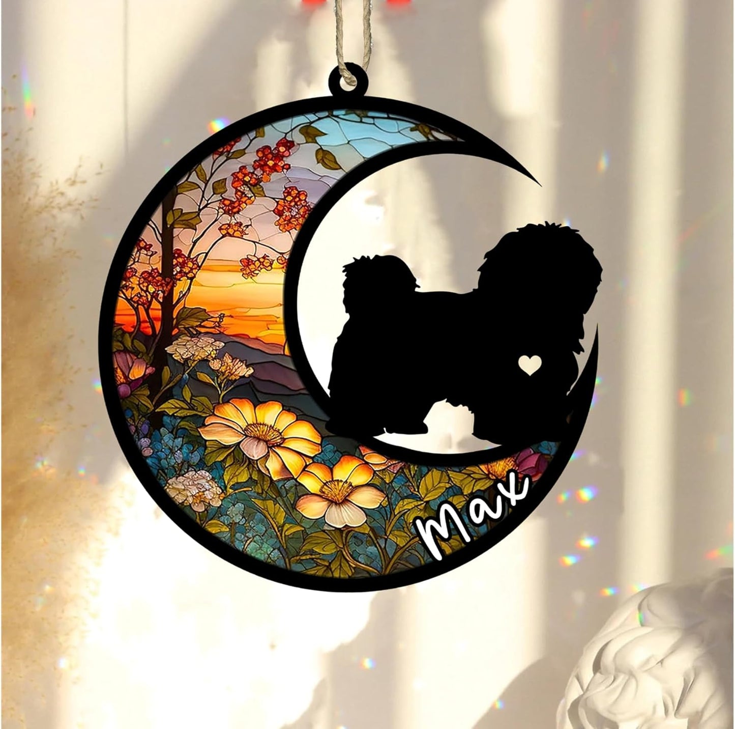 Personalized Dog Memorial, Custom Name Havanese Dog Christmas Ornament with Name, Custom Breeds, Pet Loss Light Catcher, Gifts for Lovers Loss of Pet Sympathy on Mothers Day Christmas