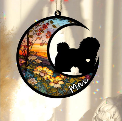 Personalized Dog Memorial, Custom Name Havanese Dog Christmas Ornament with Name, Custom Breeds, Pet Loss Light Catcher, Gifts for Lovers Loss of Pet Sympathy on Mothers Day Christmas