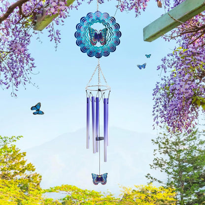 Wind Chimes for Outside with Butterfly Wind Spinner, Unique Christmas Birthday Gifts for Women Mom Friends Sisters Teacher, Windchimes Outdoor Decor Patio Garden Yard Butterflies Decorations