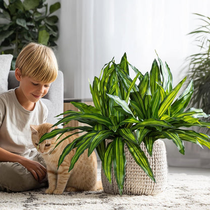 4 Pcs Artificial Greenery Stems Dracaena Faux Branches Artificial Plants Realistic Fake Dracaena Greenery Realistic Plants for Indoor Outdoor Porch Patio Home Office Living Room Decor (Light Green)