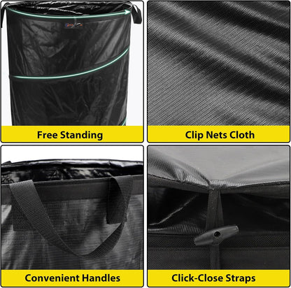 YUDI & GARDEN 45 Gallon Collapsible Garden Bag｜Collapsible Trash Can｜Camping Trash Can,Black,for Collecting Weeds, Party and Yard Waste