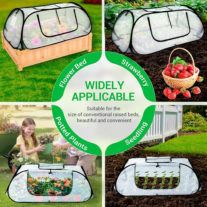 Garden Covers for Raised Beds, Pop Up Raised Garden Bed Cover, Garden Row Plants Cover Accelerator, Greenhouse Cover for Protecting Seedlings Fruits Vegetable Rows 45" L x 22" W x 16" H(1 Pack)