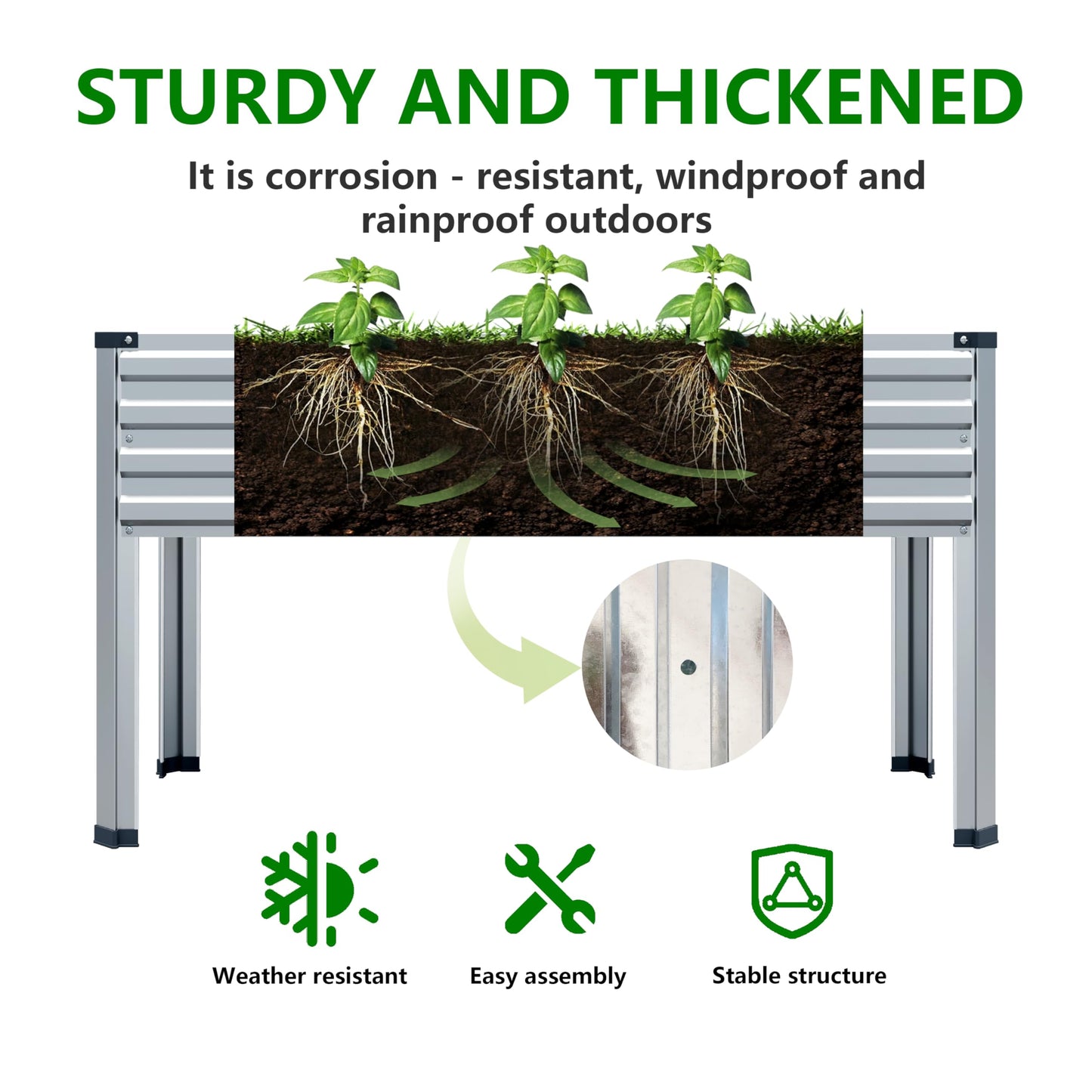 DIIYIV Galvanized Raised Garden Bed with Legs,2PCS 48×24×30in Elevated Planter Box for
