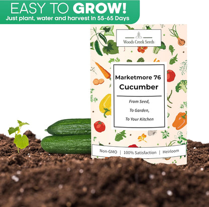 Marketmore 76 Cucumber Seeds for Planting - Heirloom Cucumber Seed Pack - Non-GMO, Crisp Texture Pickling Cucumbers for Planting Indoors or Outdoors - Vegetables Seeds for Planting